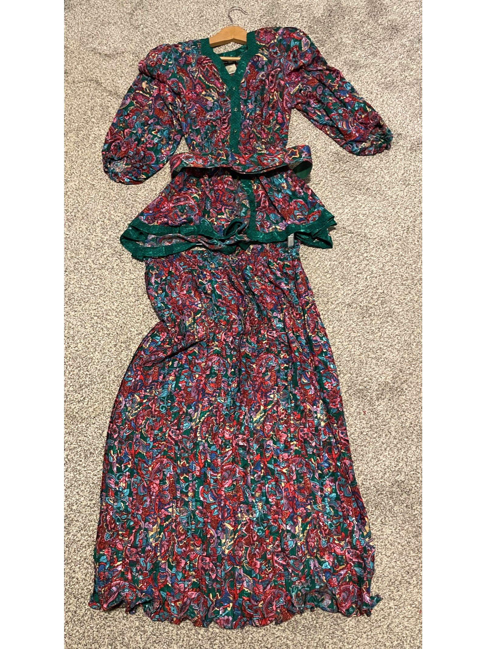 Vintage Diane Freis 3 Piece Set Womens One Size Multicolor Floral Beaded Pleat